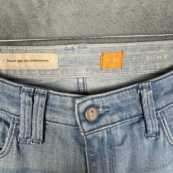 Pilcro Anthropologie Jeans Womens 27 Blue Hyphen Straight Embroidered Stretch - Picture 7 of 13